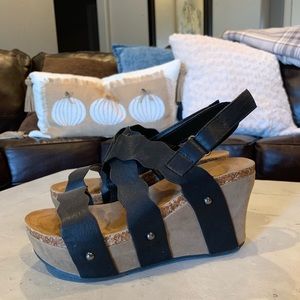 Black Wedge Sandal